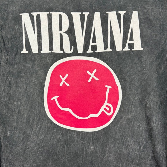 Nirvana Band Tee Mens Large‎ Grey Live '93 Tour T-Shirt Smiley Face Graphic NWOT - Picture 5 of 7